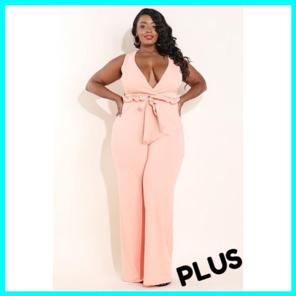 Pants - NWT Plus Size V-Neck Jumpsuit w/ Paper Bag Waist